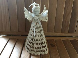 Vintage Crocheted Angel - Tree Topper - Stiffened - 23a