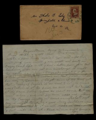 14th Pennsylvania Cavalry Civil War Letter From Camp Schoonmaker,  Hagerstown,  Md