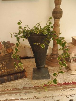 Wonderful Small Vintage Black Cast Iron Urn Planter