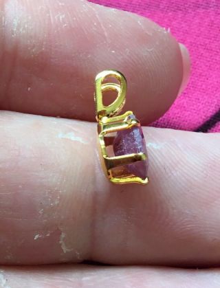 Vintage Antique Gold Raw Natural Ruby Gemstone Charm Pendant Estate Find Hippy 3