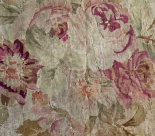Large Scale Floral Timeworn 19th Century French Aubusson Tapestry Fragment