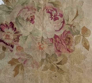 LARGE SCALE FLORAL TIMEWORN 19th CENTURY FRENCH AUBUSSON TAPESTRY FRAGMENT 2