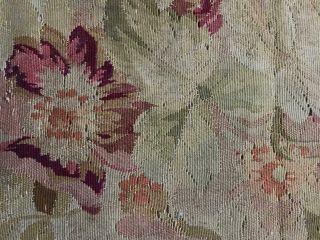LARGE SCALE FLORAL TIMEWORN 19th CENTURY FRENCH AUBUSSON TAPESTRY FRAGMENT 4