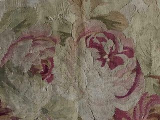 LARGE SCALE FLORAL TIMEWORN 19th CENTURY FRENCH AUBUSSON TAPESTRY FRAGMENT 5