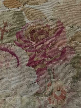 LARGE SCALE FLORAL TIMEWORN 19th CENTURY FRENCH AUBUSSON TAPESTRY FRAGMENT 6