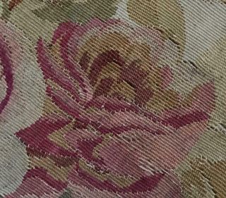 LARGE SCALE FLORAL TIMEWORN 19th CENTURY FRENCH AUBUSSON TAPESTRY FRAGMENT 7