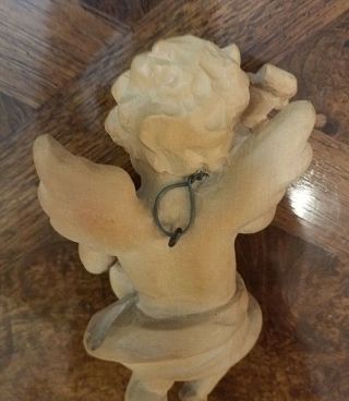 Hand Carved Wooden Wall Hanging Angel Cherub Putti Putto Playing the Mandolin 5