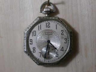 Antique Art Deco Elgin Pocket Watch 15 Jewels Fancy Octagon Gf Engraved Case