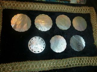 7 ANTIQUE CHINESE MOTHER OF PEARL GAMING COUNTERS 2