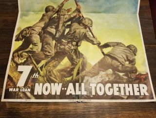 WW2 7th War US TREASURY Loan Poster 18 X 26 Iwo Jima Now All Together 2