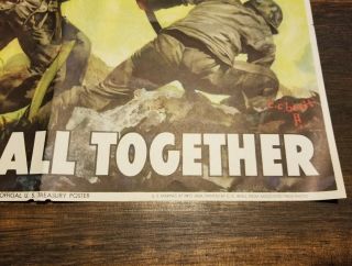 WW2 7th War US TREASURY Loan Poster 18 X 26 Iwo Jima Now All Together 4