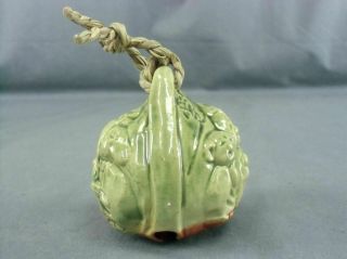 Japanese Ceramic Bell Dorei Lost Souls Screaming Demon Vtg Pottery Green DR136 2