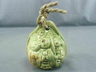 Japanese Ceramic Bell Dorei Lost Souls Screaming Demon Vtg Pottery Green DR136 3