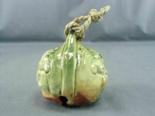 Japanese Ceramic Bell Dorei Lost Souls Screaming Demon Vtg Pottery Green DR136 4