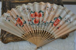 Antique Japanese Hand Fan,  Small Vintage Ladies Hand Fan,  Paper Japanese Fan