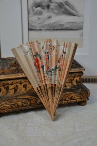 Antique Japanese Hand Fan,  Small Vintage Ladies Hand Fan,  Paper Japanese Fan 5