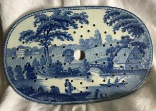 Antique Copeland ?spode ? English Flow Blue & White Meat Strainer Tray Porcelain