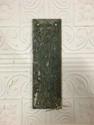 Antique Eastlake Door Push Plate (about 9 " Tall And About 3 " Wide)
