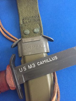 Post WWII 2 Paratrooper USM3 U.  S M3 Camillus Blade marked Trench Fighting Knife 2