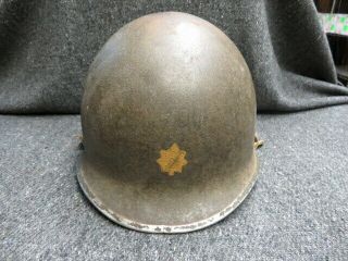 Wwii Us Army M1 Helmet - Front Seam Fixed Bales - W/ Painted Major Insignia