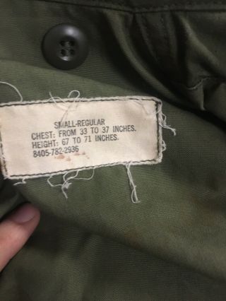 Vintage 60 ' s Military Man ' s Field Coat Jacket with Hood M65 Small Regular 6