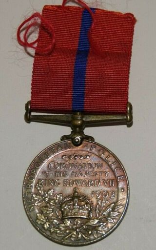 RARE EARLY METROPOLITAN POLICE MEDAL EDWARD V11 1902 CORONATION MEDAL 2