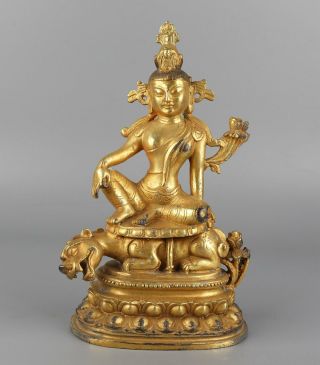 Chinese Exquisite Handmade Tibetan Buddha Beast Copper Statue
