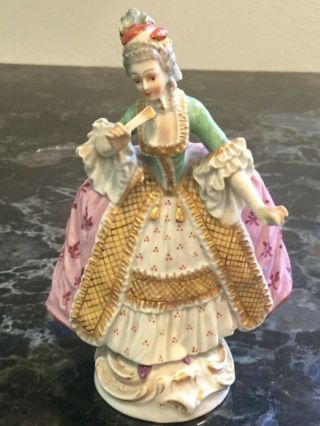 Antique Dresden Germany 19th C.  Miniature Porcelain Figurine,  Marked