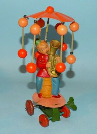 Tuba Player Whirligig Celluloid Windup Toy Occupied Japan