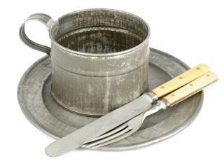 Civil War Mess Set - Plate,  Cup,  Knife,  Fork