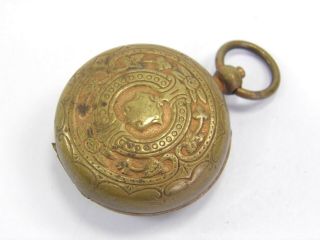 Antique Brass Sovereign Coin Case Pocket Watch Design Push Button Lock