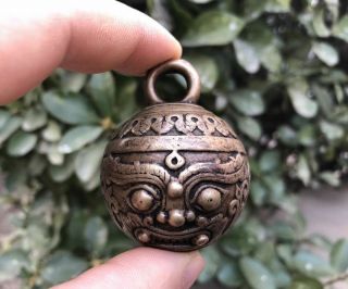 6 Cm China 100 Pure Bronze Copper Foo Dog Lion Beast Small Bell Amulet Pendant
