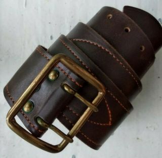 Military Soviet officer Vintage Russian USSR leather belt of the 1970s Army.  100 8