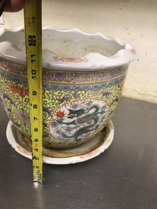 Large Chinese Antique Famille Rose Dragon And Phoenix Flower Pot Qian Long Mark
