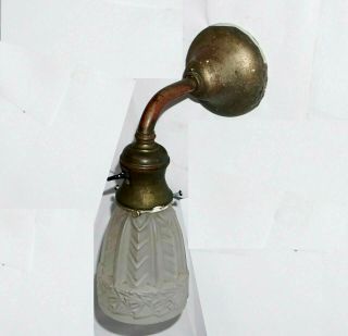 Antique Bronze Sconce Lamp Handel Hubbard Era Frosted Glass 1908
