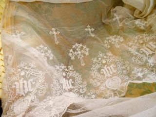 A Fabulous French Antique 19th Century Priests Lace Alb Skirt C.  1880