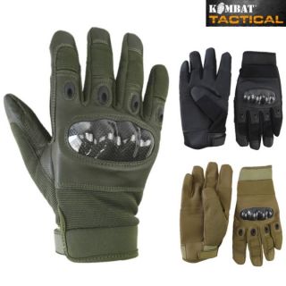 Predator Tactical Gloves Carbon Knuckle Leather Palm Combat Bikers Airsoft