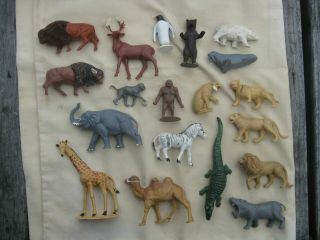 1950s Charbens England 19 Zoo & Circus Animals Vintage Plastic Play Set Figures