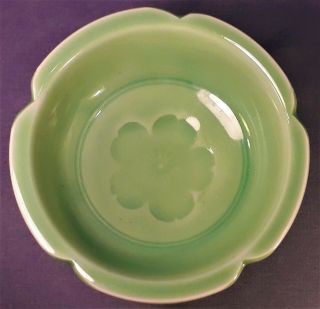 Antique Chinese Celadon Green Glazed Bowl on Wooden Base 3