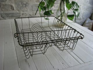 Antique Primitive Vintage Metal Wire Farm Kitchen Sink Dish Drainer Drying Rack