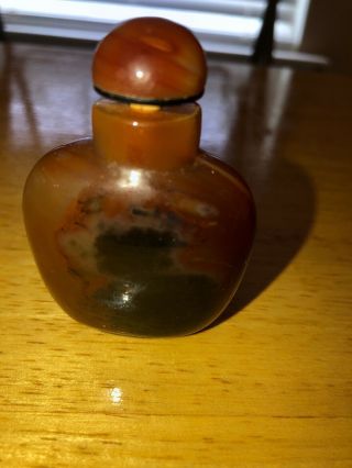 Vintage Chinese Snuff Bottle Carved Agate