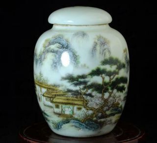 Chinese Old Hand - Made Famille - Rose Porcelain Hand Painted Landscape Tea Pot B01