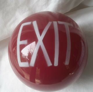 Ruby Red Glass Movie Theatre Exit Light Sign Shade Art Deco Round Globe