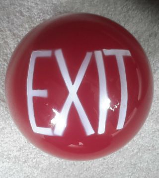 Ruby RED GLASS MOVIE THEATRE EXIT LIGHT SIGN SHADE art deco round GLOBE 2
