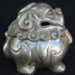 Exorcism Chinese Collectable Handwork Old Miao Silver Carve Noble God Beast Box