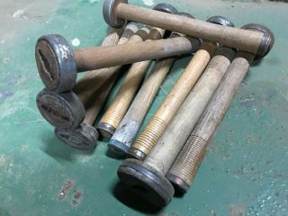 10 Old Vintage Wooden Bobbins From Weaving / Carpet Making Industries ?