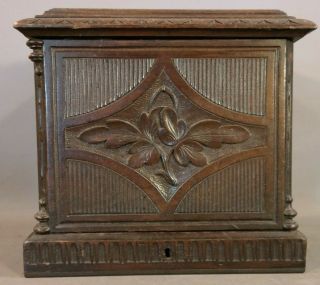 Antique Carved Wood Old Pipe Tobacco Stash Box Humidor Cabinet Smoking Caddy