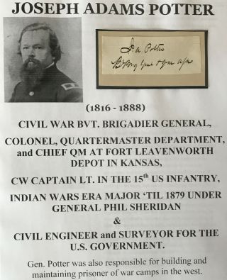 Indian/civil War Brig General Engineer Colonel 15th Us Infantry Autograph Signed