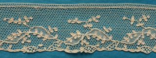 76 Cms Antique 19th Century Alencon Lace Border - Horsehair Picot