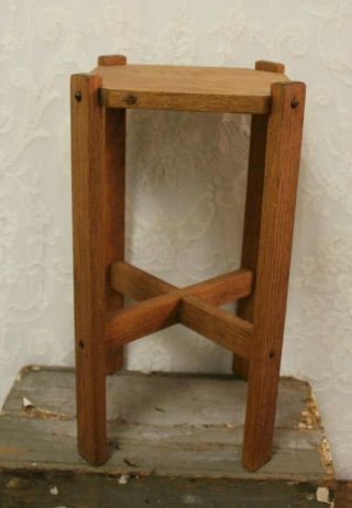 Antique Oak Plant Stand 17 1/2 " Tall
